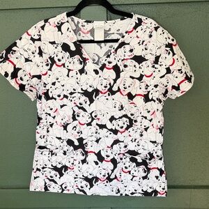 Disney Black and White Dalmatian Scrub Top